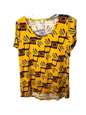 LulaRoe classic yellow mixed media T-shirt  M NWT